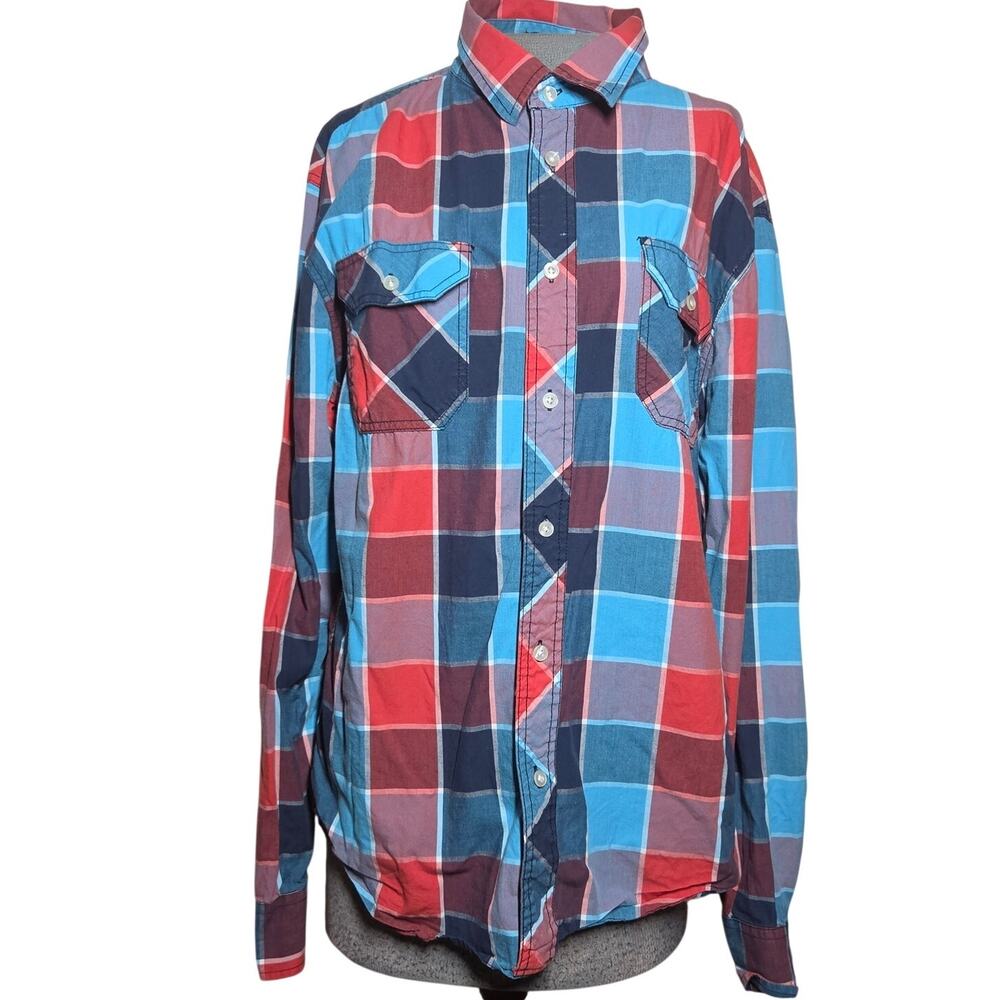Plaid Slim Fit Cotton Button Down Size XL